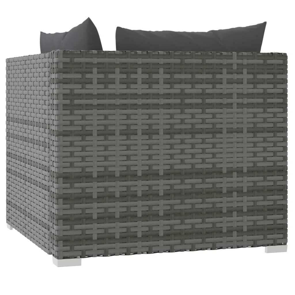 Divano a 2 Posti con Cuscini in Polyrattan Grigio | homemem39