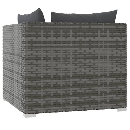 Divano a 2 Posti con Cuscini in Polyrattan Grigio | homemem39