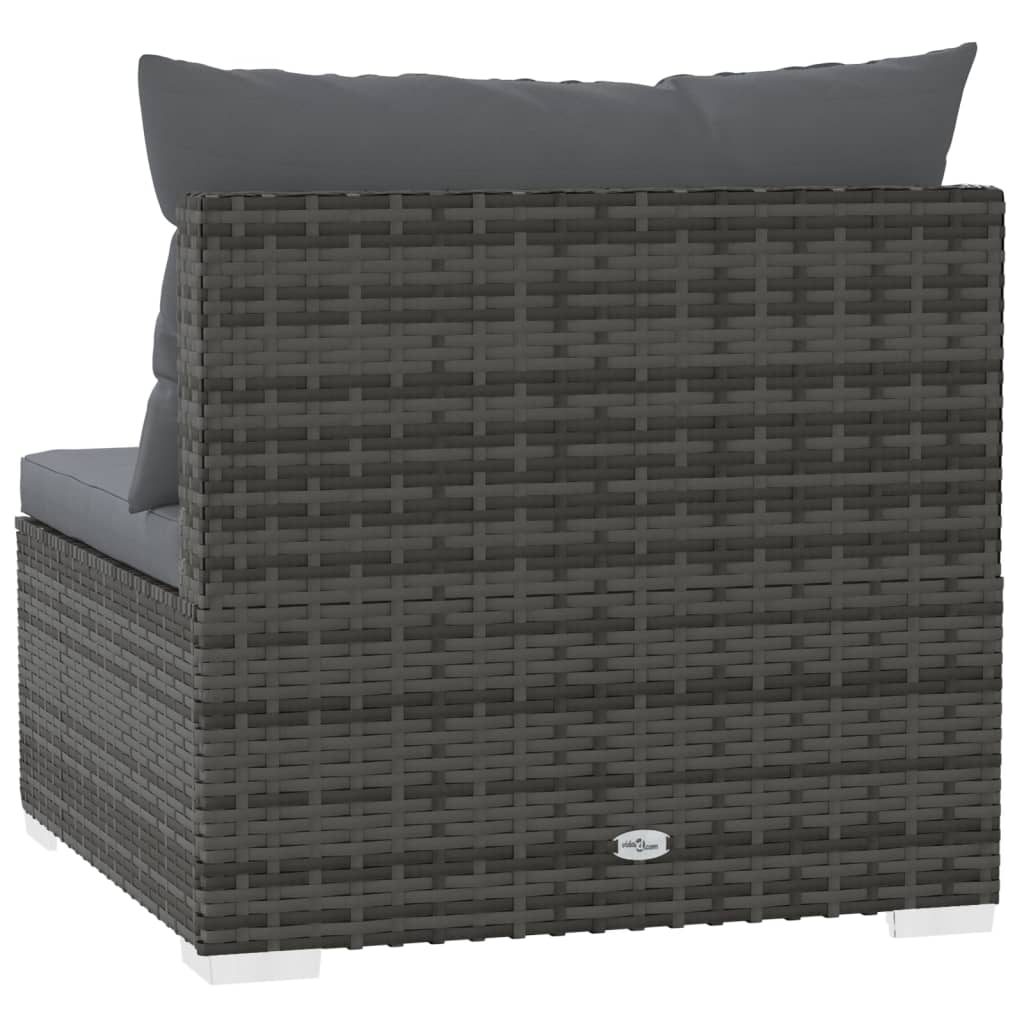 Divano a 3 Posti con Cuscini in Polyrattan Grigio | homemem39