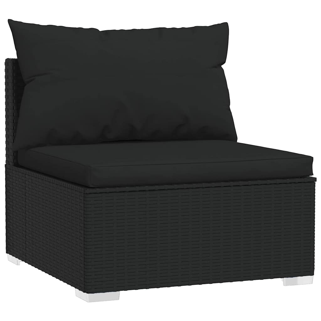 Set Divani da Giardino 4 pz con Cuscini in Polyrattan Nero | homemem39