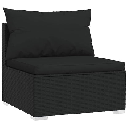 Set Divani da Giardino 4 pz con Cuscini in Polyrattan Nero | homemem39