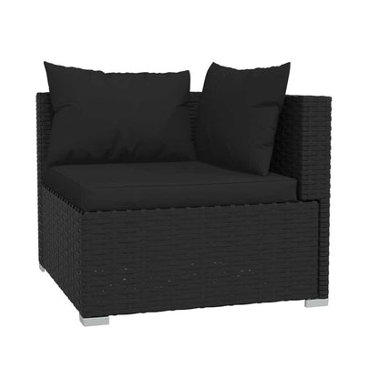 Set Divani da Giardino 4 pz con Cuscini in Polyrattan Nero | homemem39