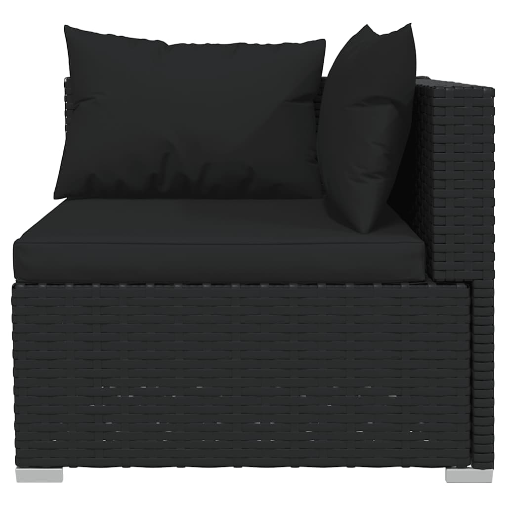 Set Divani da Giardino 4 pz con Cuscini in Polyrattan Nero | homemem39