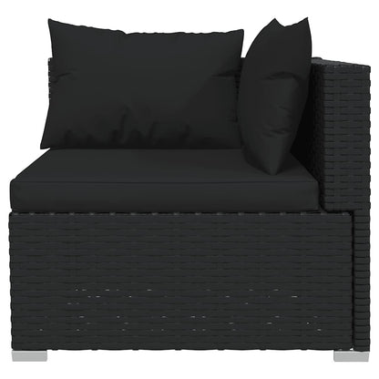 Set Divani da Giardino 4 pz con Cuscini in Polyrattan Nero | homemem39