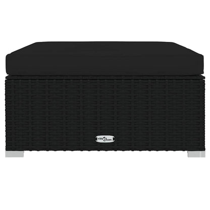 Poggiapiedi da Giardino con Cuscino Nero 70x70x30 cm Polyrattan | homemem39