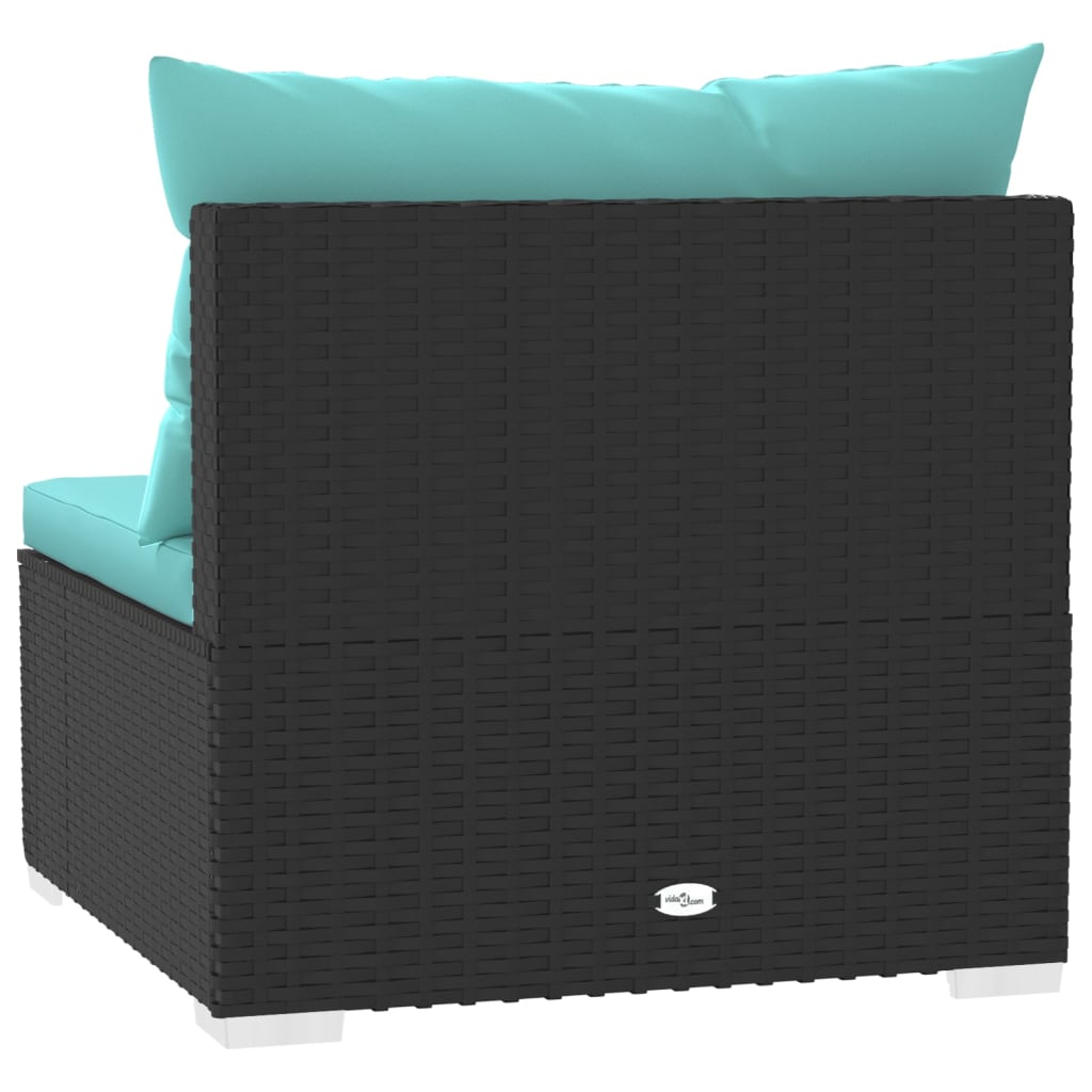 Divano a 3 Posti con Cuscini in Polyrattan Nero | homemem39
