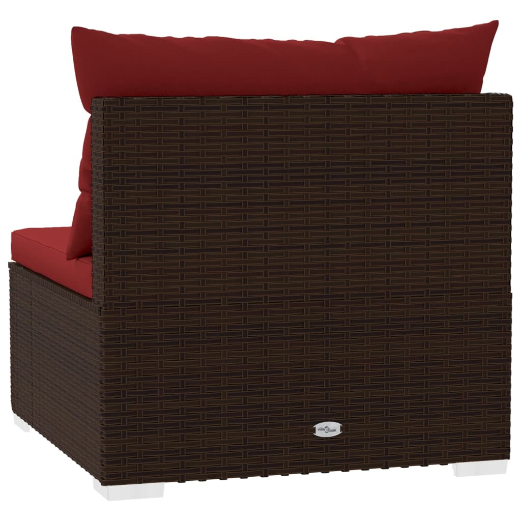 Divano a 3 Posti con Cuscini in Polyrattan Marrone | homemem39