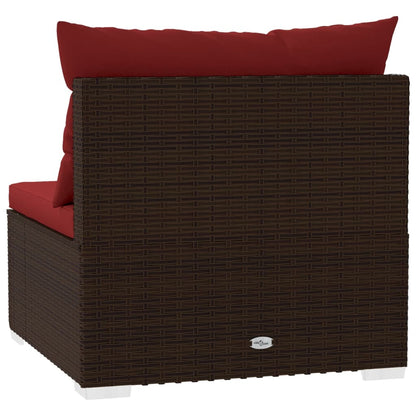 Divano a 3 Posti con Cuscini in Polyrattan Marrone | homemem39