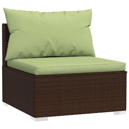 Divano Centrale da Giardino con Cuscini in Polyrattan Marrone | homemem39