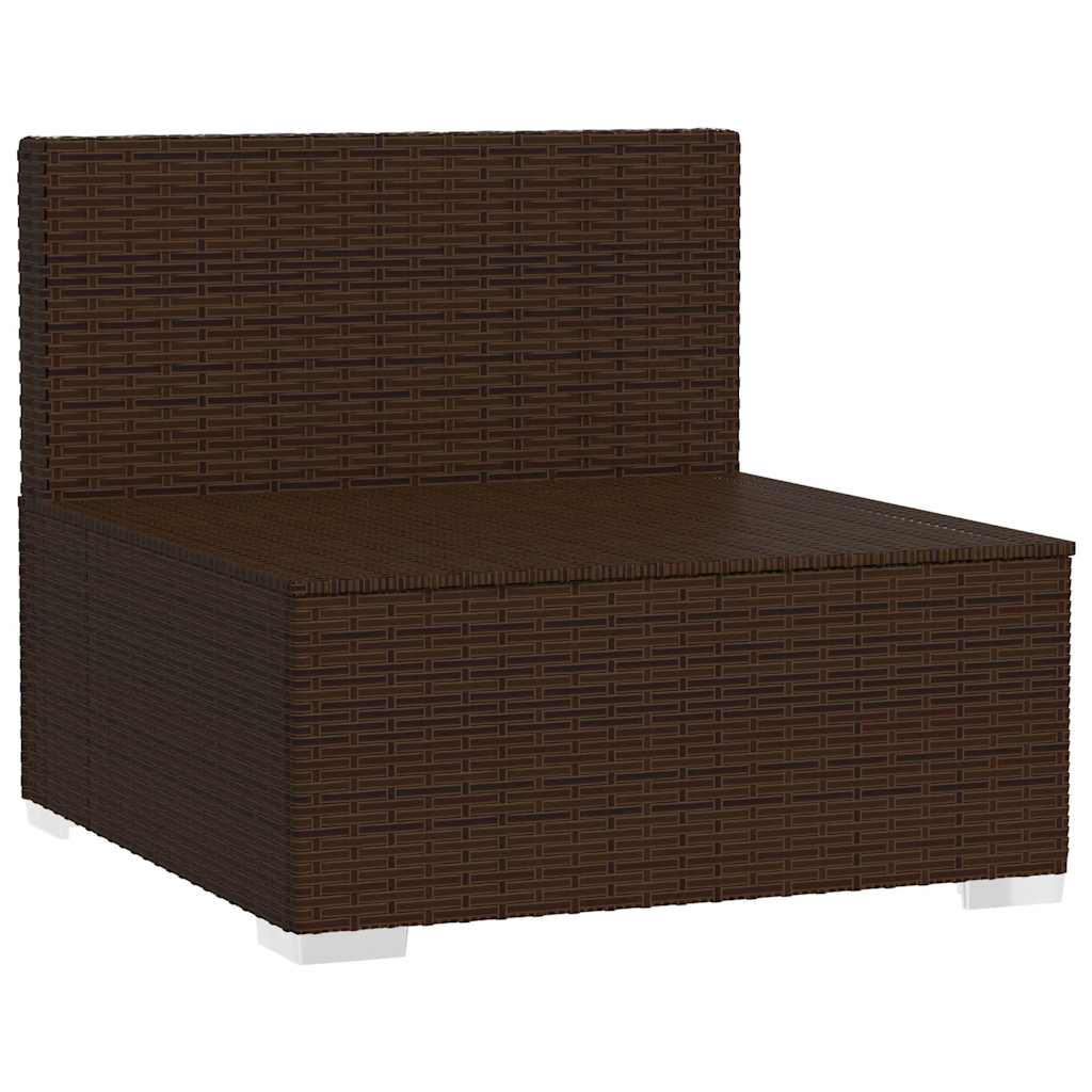 Divano Centrale da Giardino con Cuscini in Polyrattan Marrone | homemem39