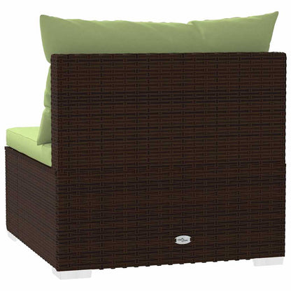 Divano Centrale da Giardino con Cuscini in Polyrattan Marrone | homemem39