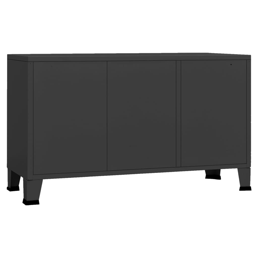 Credenza Nera Industriale 105x35x62 cm in Metallo e Vetro | homemem39