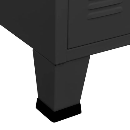 Credenza Nera Industriale 105x35x62 cm in Metallo e Vetro | homemem39