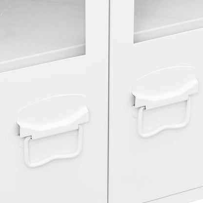Credenza Bianca Industriale 105x35x62 cm in Metallo e Vetro - homemem39