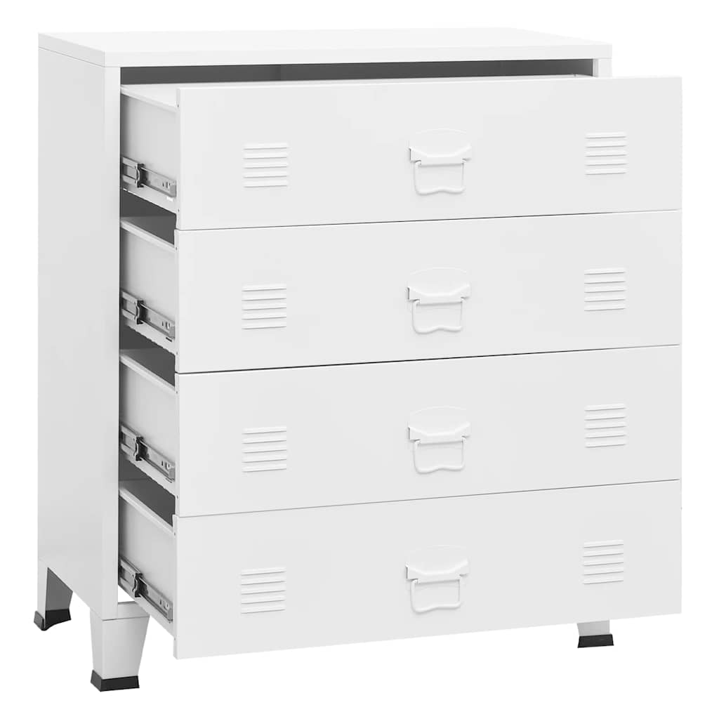 Cassettiera Industriale Bianca 78x40x93 cm in Metallo - homemem39