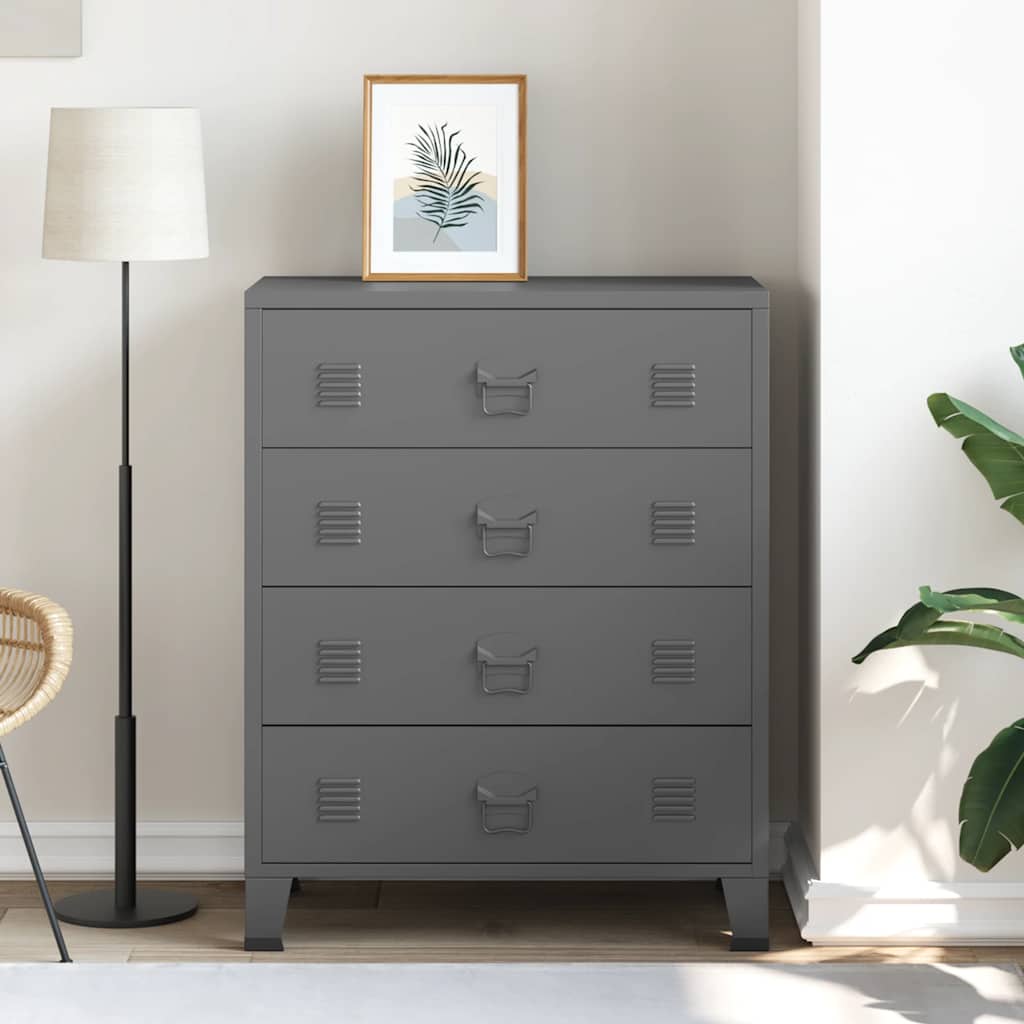 Cassettiera Industriale Antracite 78x40x93 cm in Metallo - homemem39