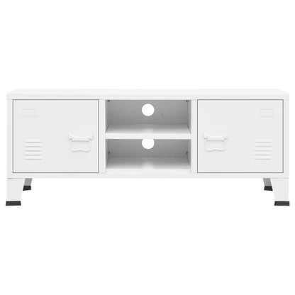 Mobile TV Industriale Bianco 105x35x42 cm in Metallo - homemem39
