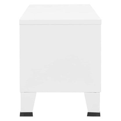 Mobile TV Industriale Bianco 105x35x42 cm in Metallo