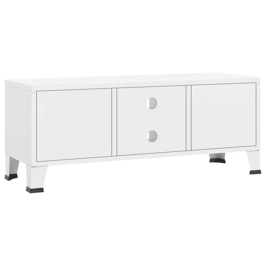 Mobile TV Industriale Bianco 105x35x42 cm in Metallo - homemem39