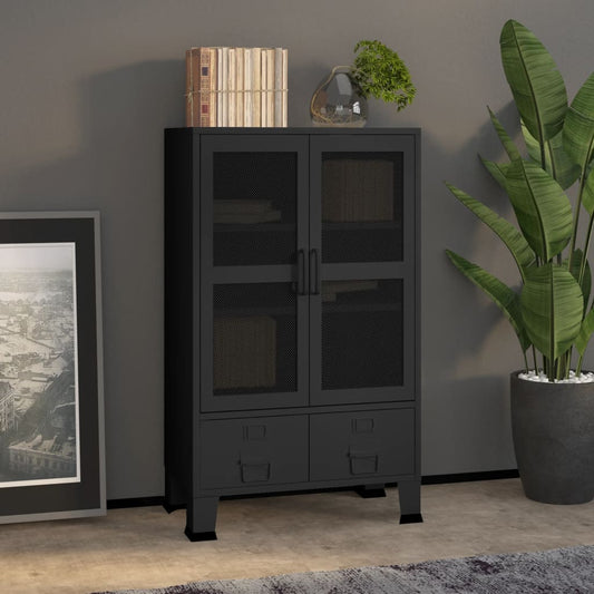 Armadio Classificatore Industriale Nero 70x40x115 cm in Metallo - homemem39