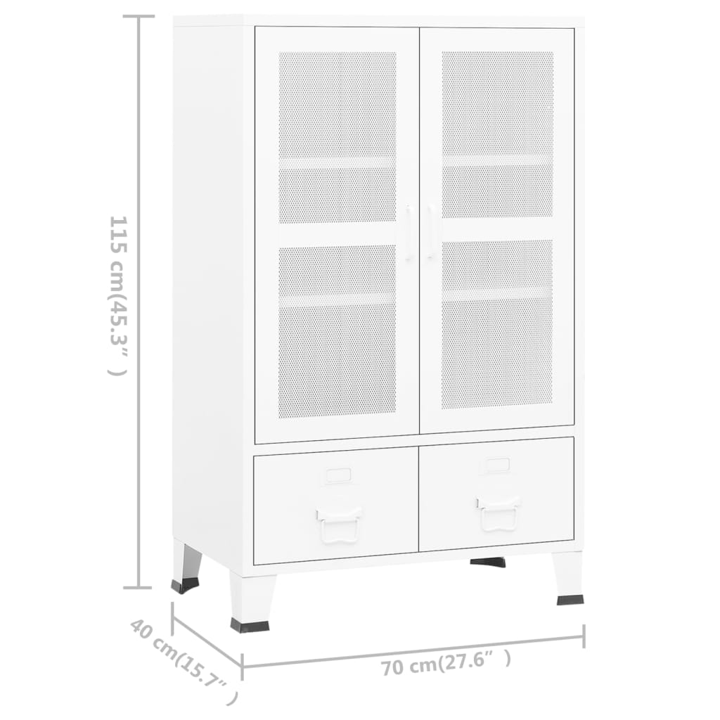 Armadio Classificatore Industriale Bianco 70x40x115 cm Metallo | homemem39