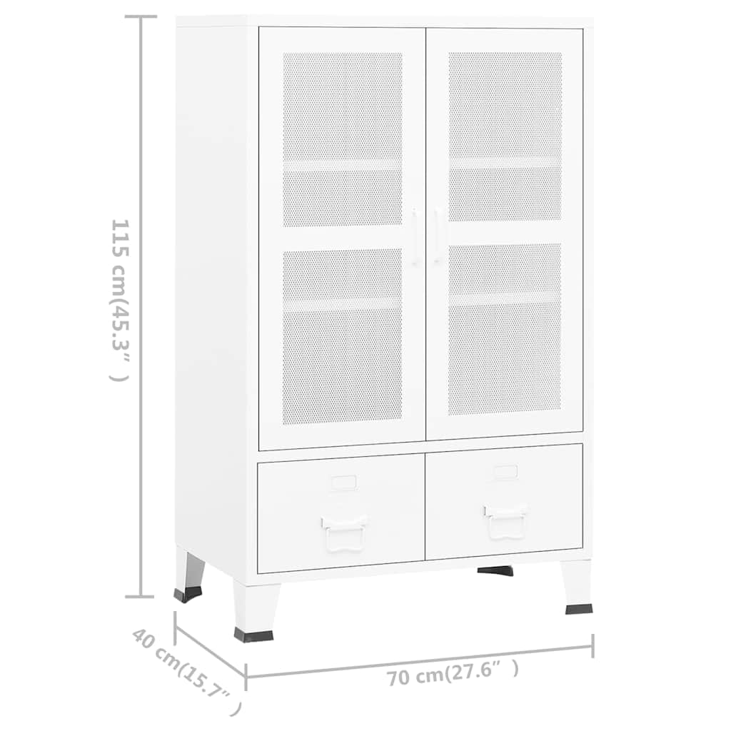 Armadio Classificatore Industriale Bianco 70x40x115 cm Metallo