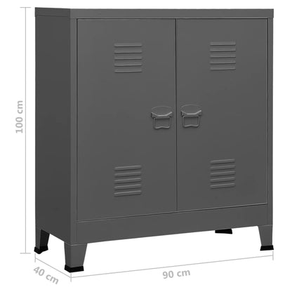 Anthracite Industrial Filing Cabinet 90x40x100 cm in Steel