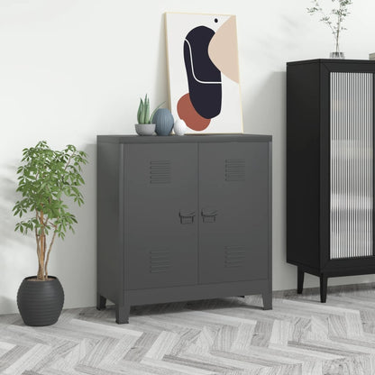 Anthracite Industrial Filing Cabinet 90x40x100 cm in Steel