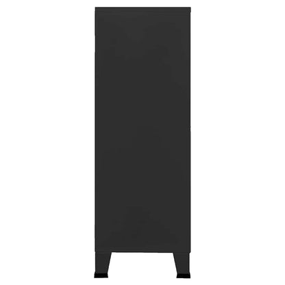 Armadio Classificatore Industriale Nero 75x40x115 cm in Metallo - homemem39