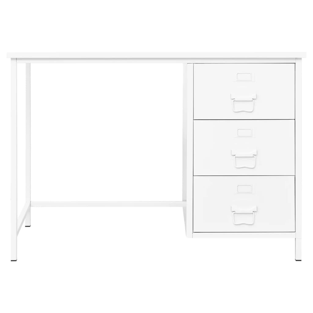 Scrivania Industriale con Cassetti Bianca 105x52x75 cm Acciaio - homemem39