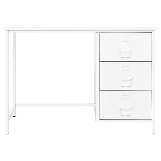 Scrivania Industriale con Cassetti Bianca 105x52x75 cm Acciaio - homemem39