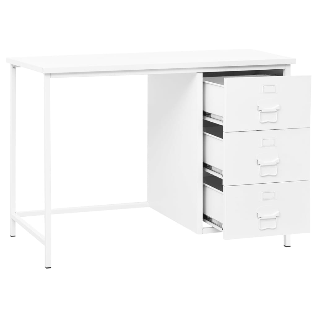 Scrivania Industriale con Cassetti Bianca 105x52x75 cm Acciaio - homemem39