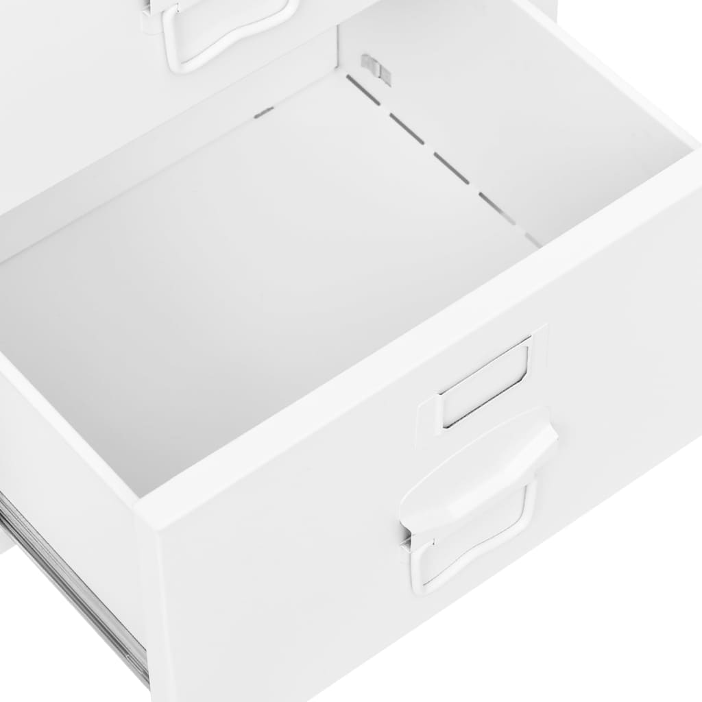 Scrivania Industriale con Cassetti Bianca 105x52x75 cm Acciaio - homemem39