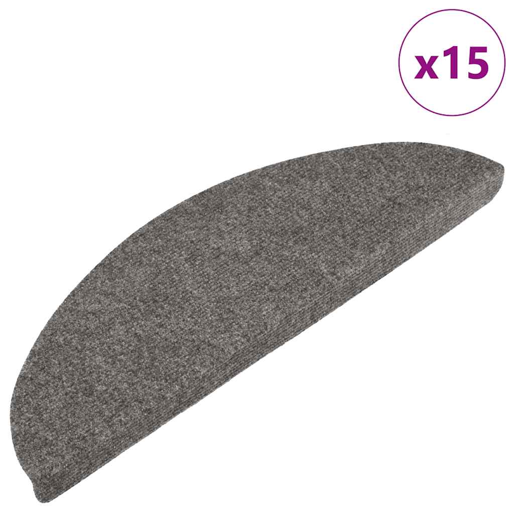 Adhesive Carpets for Stairs 15 pcs 56x17x3 cm Grey