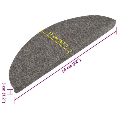 Adhesive Carpets for Stairs 15 pcs 56x17x3 cm Grey