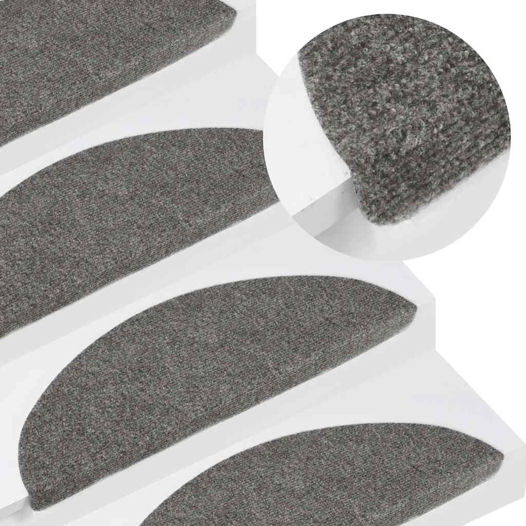 Adhesive Carpets for Stairs 15 pcs 56x17x3 cm Grey