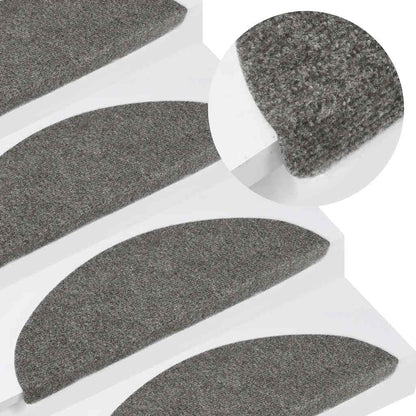 Adhesive Carpets for Stairs 15 pcs 56x17x3 cm Grey