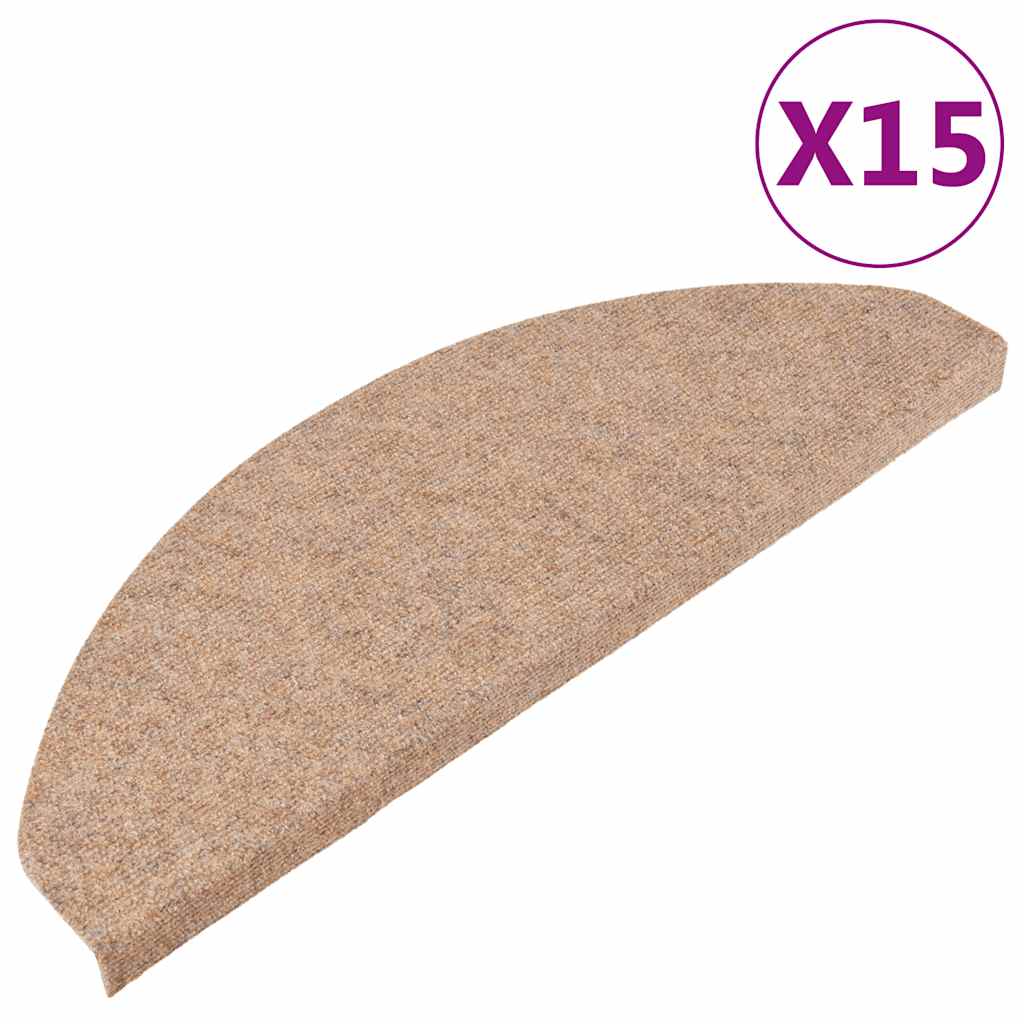 Tappetini Autoadesivi per Scale 15 pz 65x22,5x3,5 cm Beige - homemem39