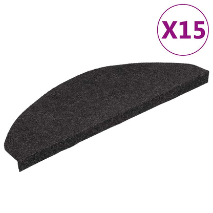 Self-Adhesive Mats for Stairs 15 pcs 65x22.5x3.5 cm Black