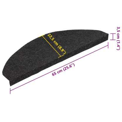 Self-Adhesive Mats for Stairs 15 pcs 65x22.5x3.5 cm Black