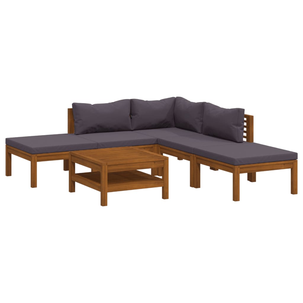 Set Divani da Giardino 6 pz con Cuscini in Massello di Acacia | homemem39