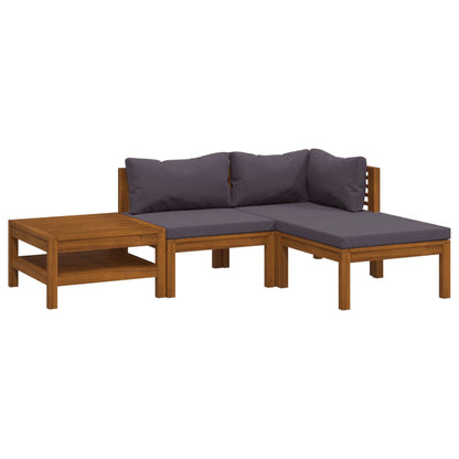 Set Divani da Giardino 4 pz con Cuscini in Massello di Acacia - homemem39