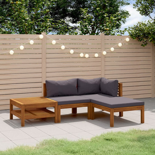 Set Divani da Giardino 4 pz con Cuscini in Massello di Acacia - homemem39