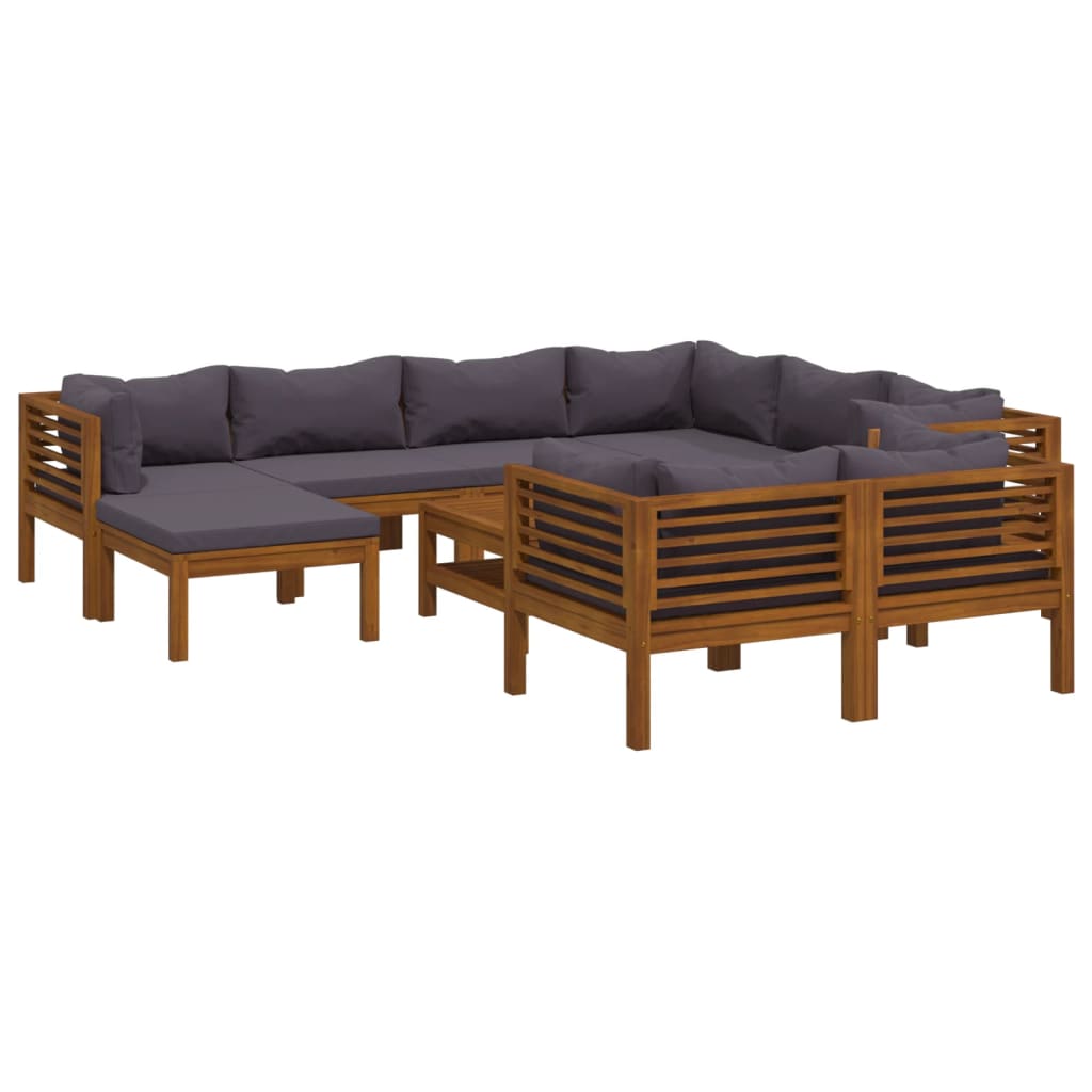 Set Divani da Giardino 10 pz con Cuscini in Massello di Acacia - homemem39
