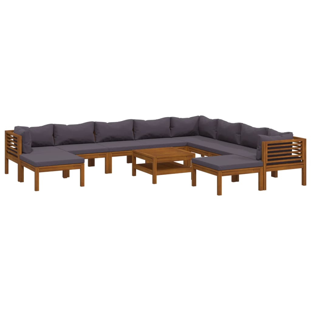 Set Divani da Giardino 11 pz con Cuscini in Massello di Acacia - homemem39