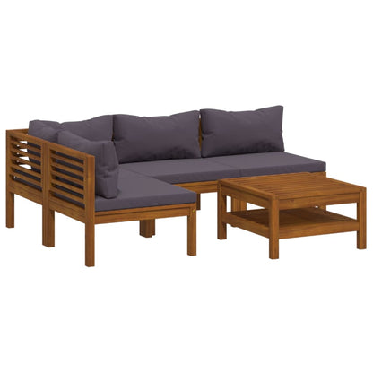 Set Divani da Giardino 5 pz con Cuscini in Massello di Acacia | homemem39
