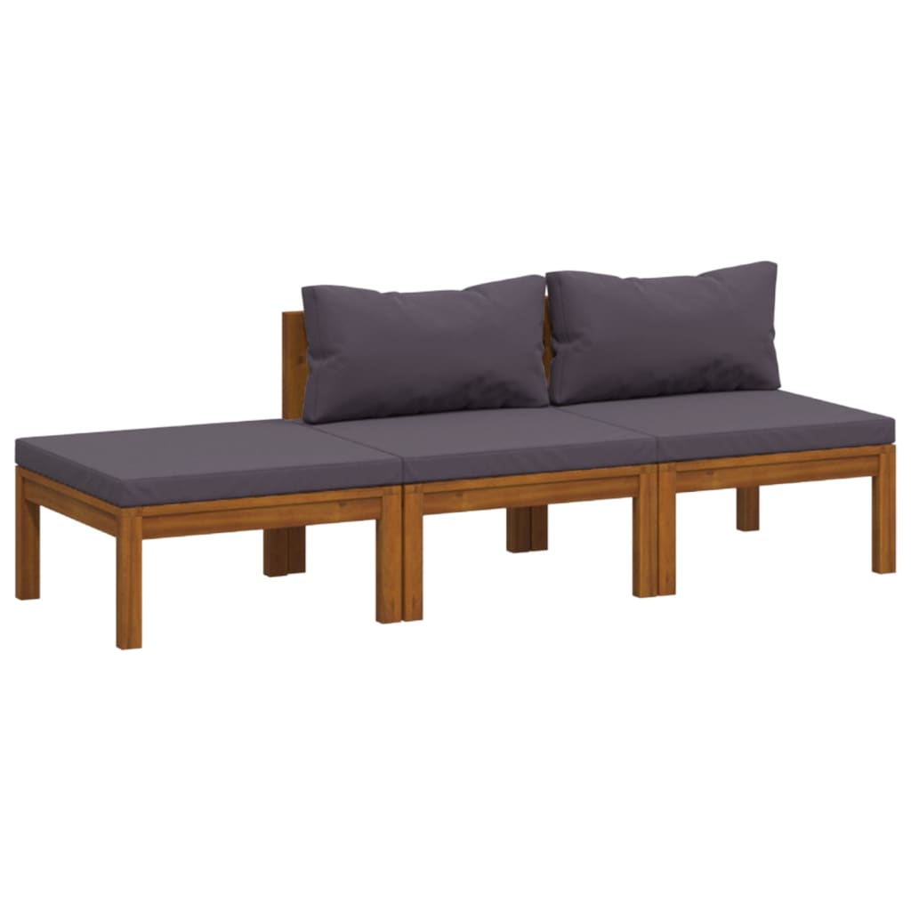 Set Divani da Giardino 3 pz con Cuscini in Massello di Acacia | homemem39