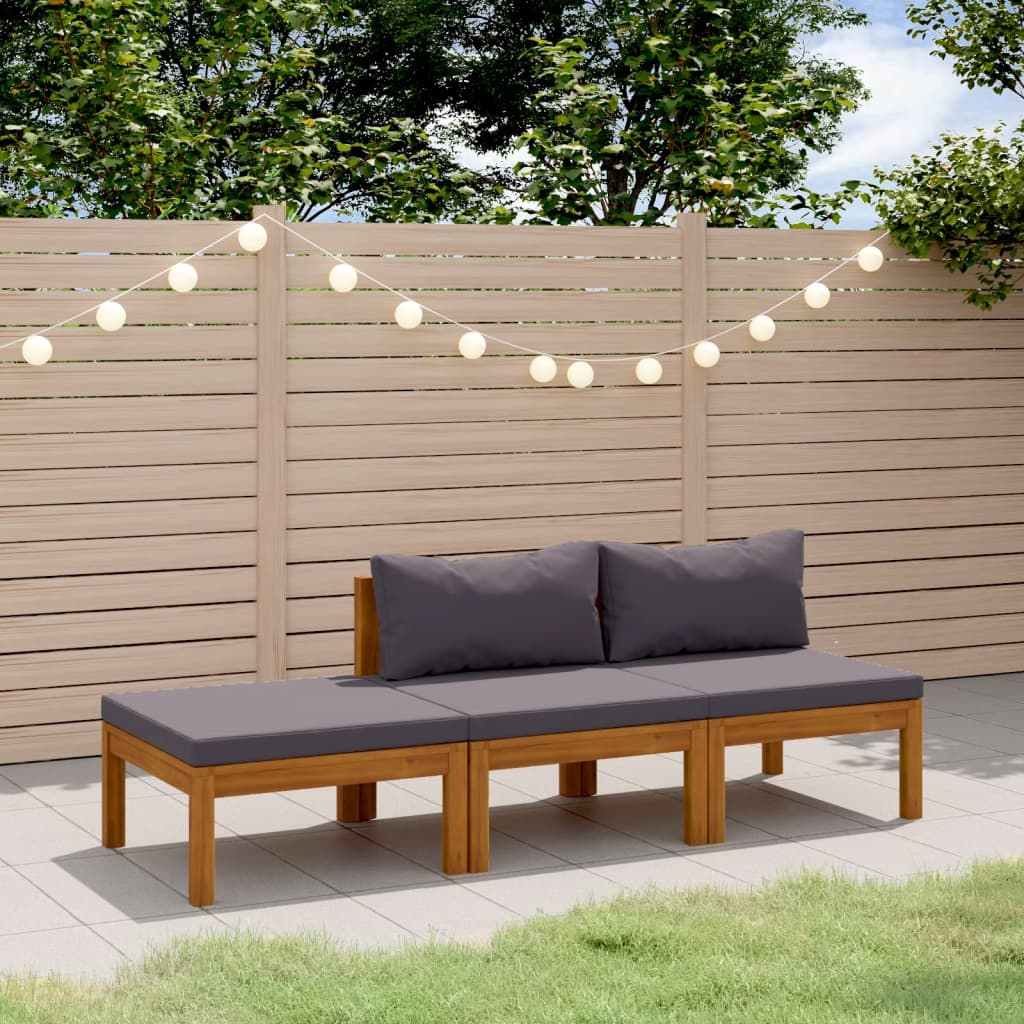 Set Divani da Giardino 3 pz con Cuscini in Massello di Acacia