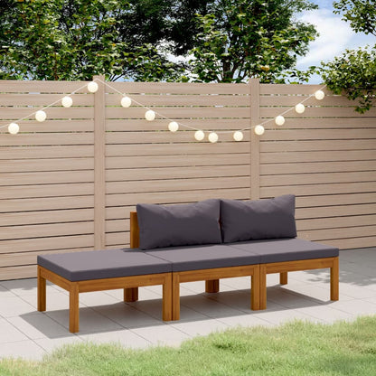Set Divani da Giardino 3 pz con Cuscini in Massello di Acacia
