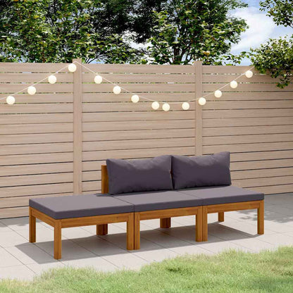 Set Divani da Giardino 3 pz con Cuscini in Massello di Acacia